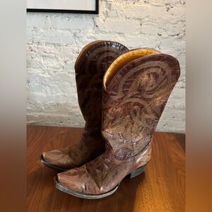 Old Gringo brown and metallic Leather Boots, Size 7